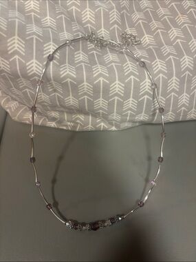 Lia Sophia Silver-Tone Necklace with Purple Beads